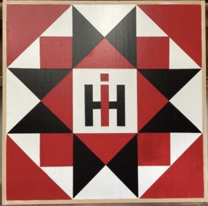 Red, black & white Tractor Love hand painted barn quilt