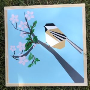 Chickadee on a Branch 1' x 1' Hand Painted Barn Quilt